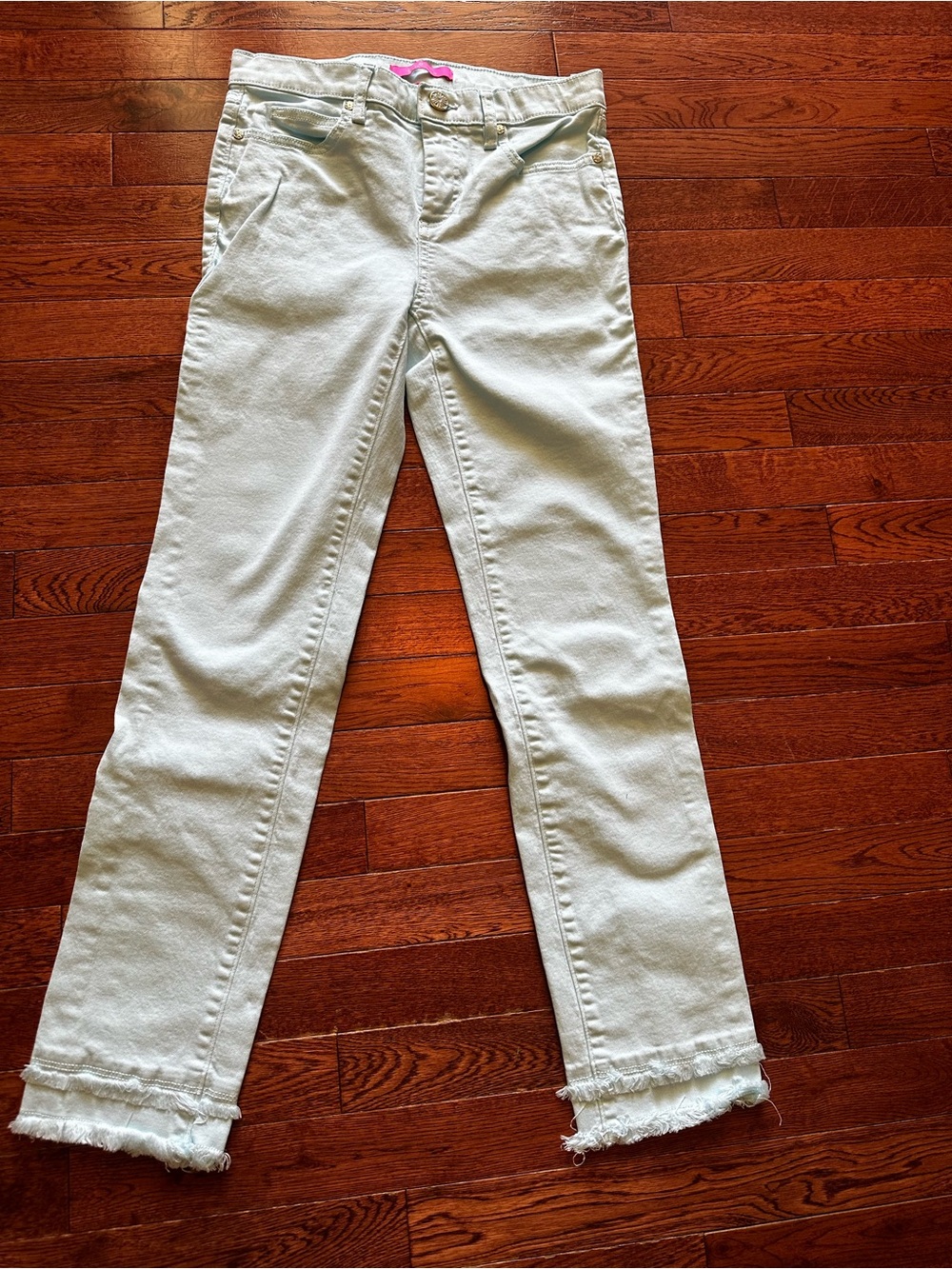 Lilly Pulitzer South Ocean Mint Green High-Rise Skinny Jeans with Frayed Hem